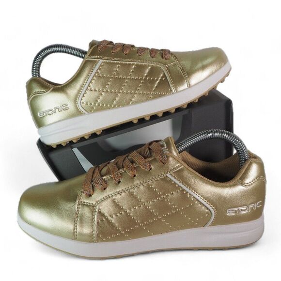 Etonic G-SOK 3.0 Spikeless Golf Shoes "Metallic Gold" LG300GD Women's 7.5M - Picture 1 of 11